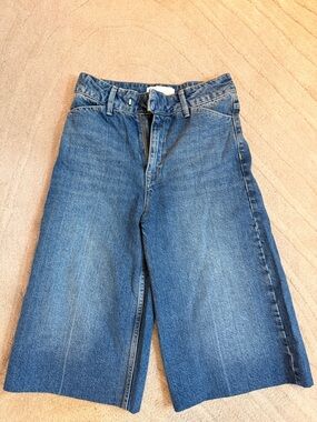 Remain Birger Christensen Wide Leg Past Knee Blue Denim Jean Shorts